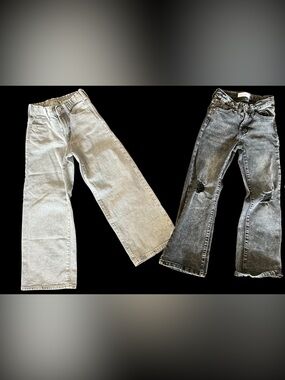 GAP Two-Tone Bootcut Jeans in Light Gray & Dark Gray with Distress